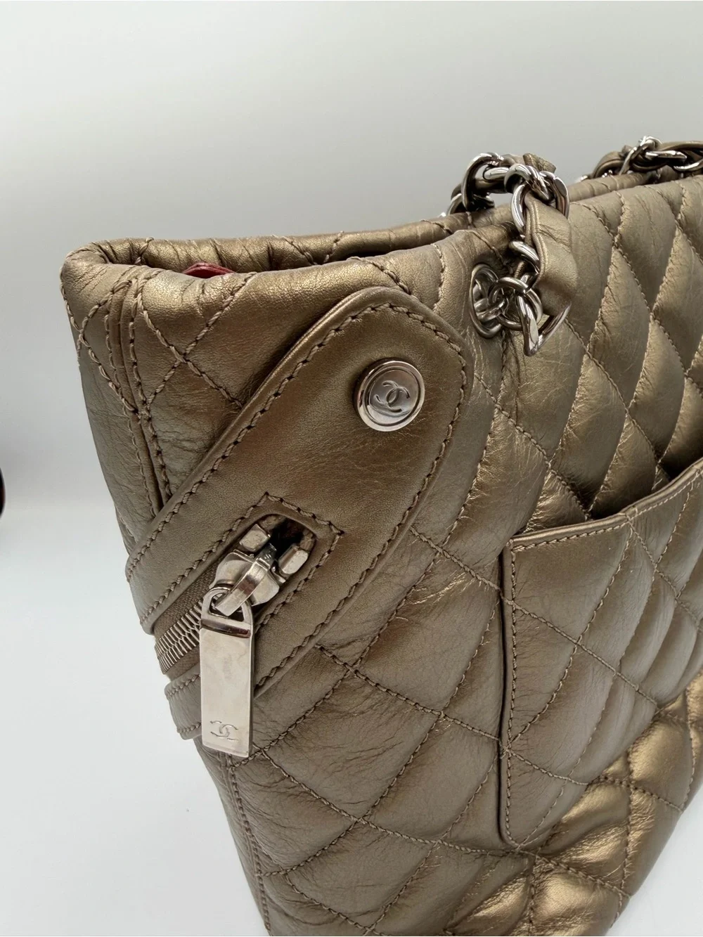 CHANEL vintage metallic cambon tote